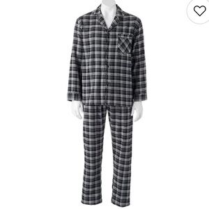 Men’s Hanes Ultimate Sleepwear Black and Gray Plaid Pajamas Sz XLT